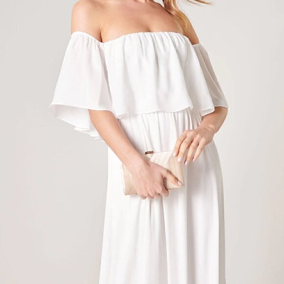 SUGAR LIPS Off White Off The Shoulder Maxi Dress Sz M Brand New w/Tag Never Worn - Picture 2 of 3